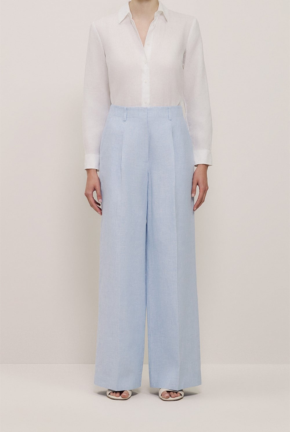 Yarn Dyed Linen Pleat Detail Pant