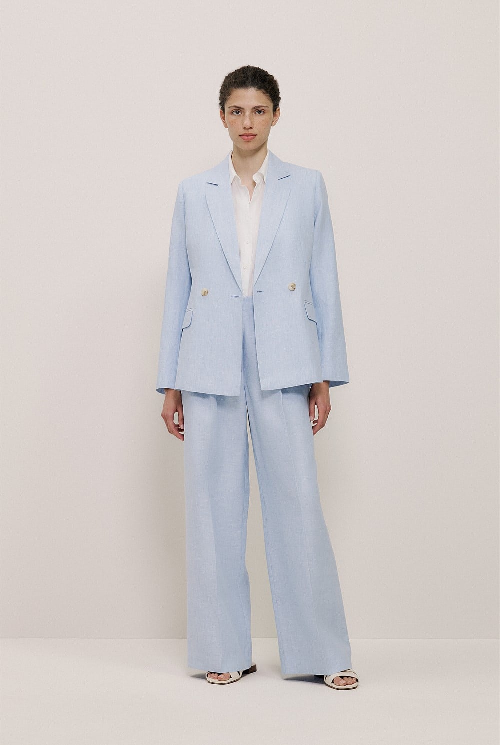 Yarn Dyed Linen Pleat Detail Pant
