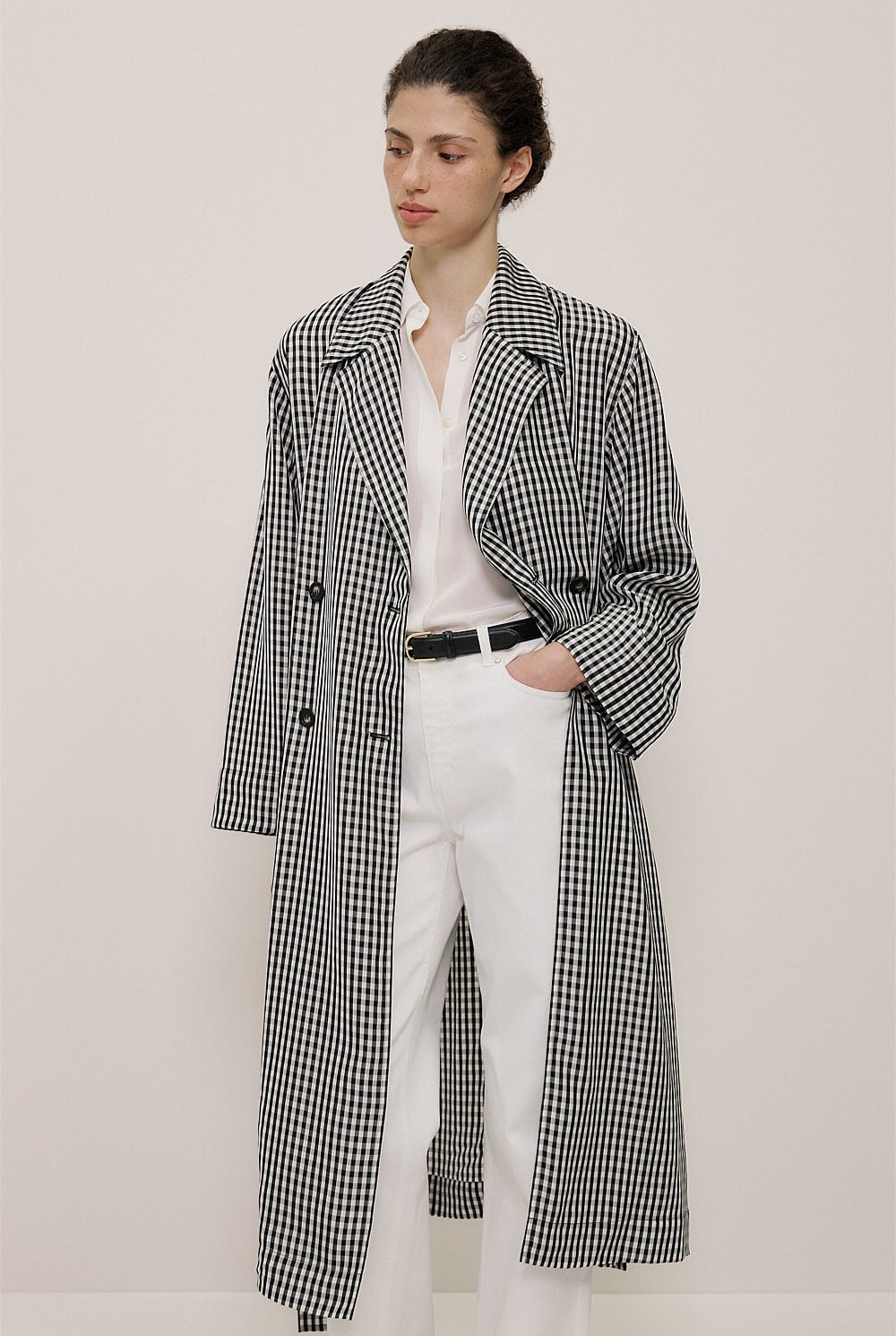 Gingham Lightweight Trench Coat