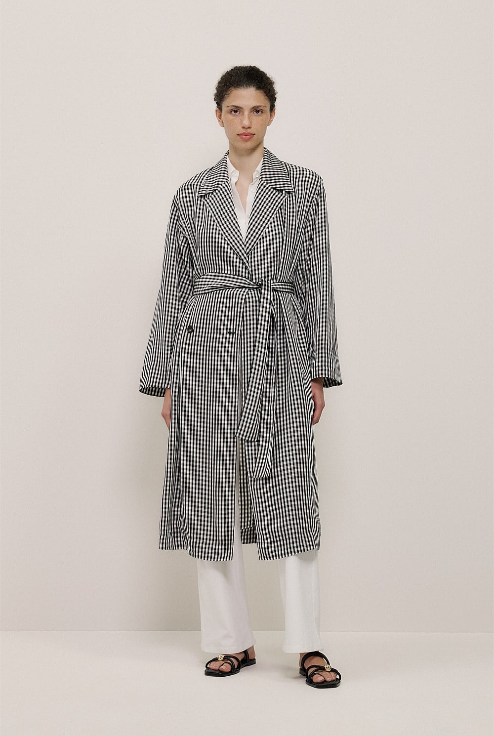 Gingham Lightweight Trench Coat