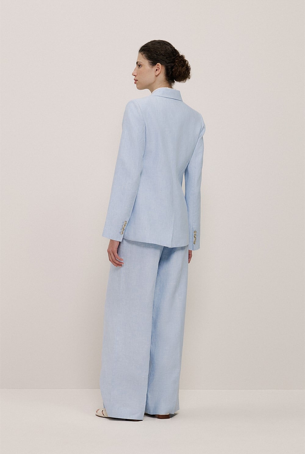 Yarn Dyed Linen Double Breasted Blazer
