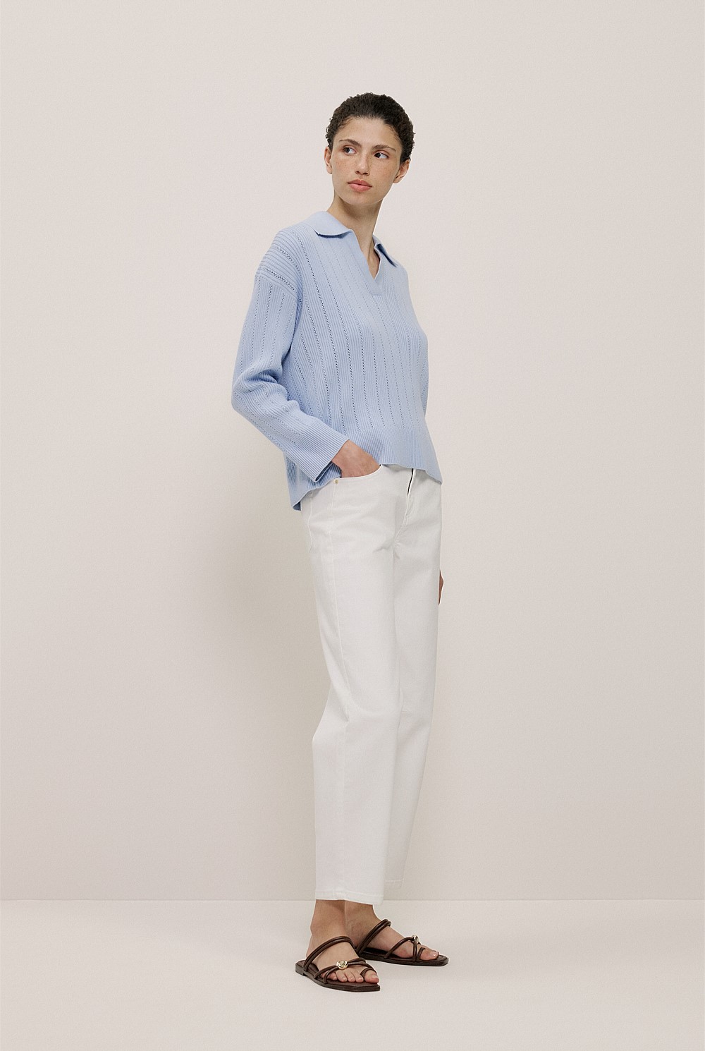 Cotton Cashmere Fine Cable Polo