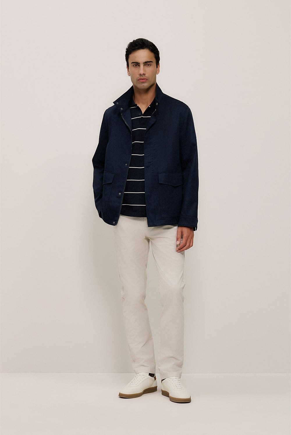 Pique Stripe Monogram Polo