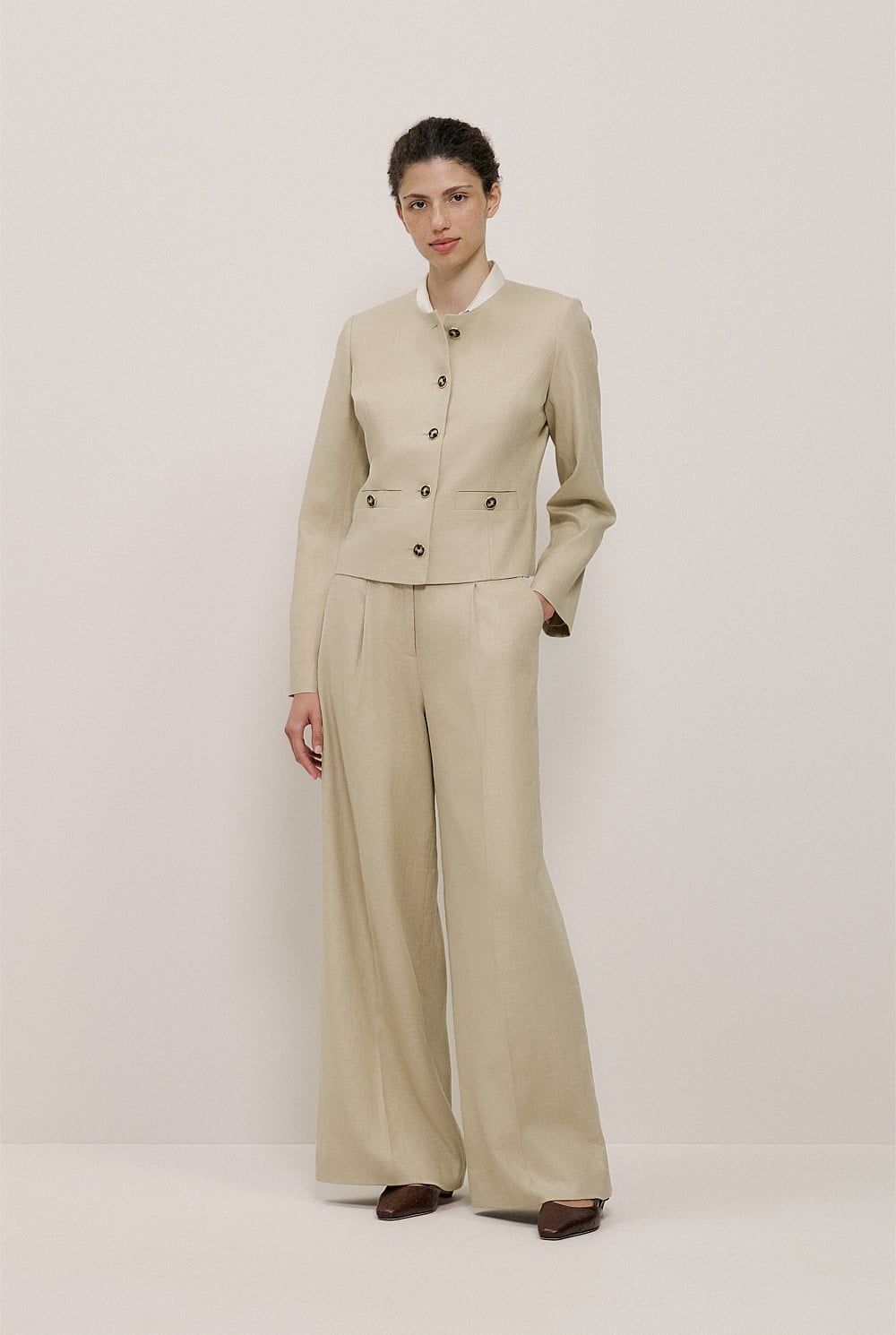 Textured Collarless Jacket