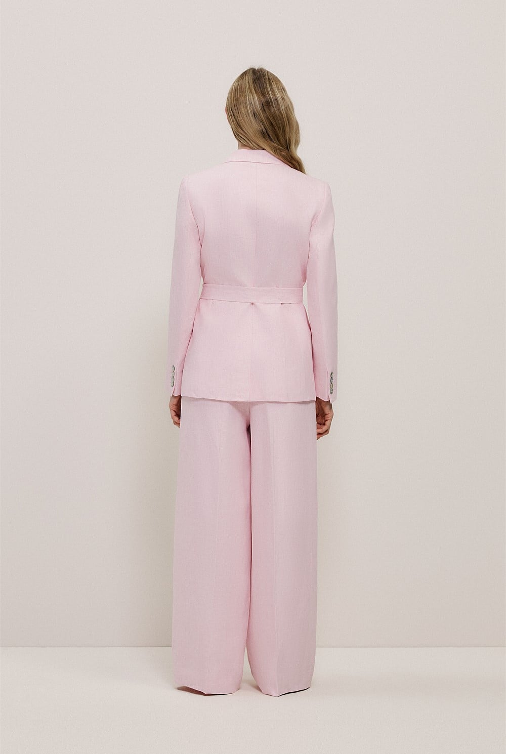 Linen Herringbone Belted Jacket