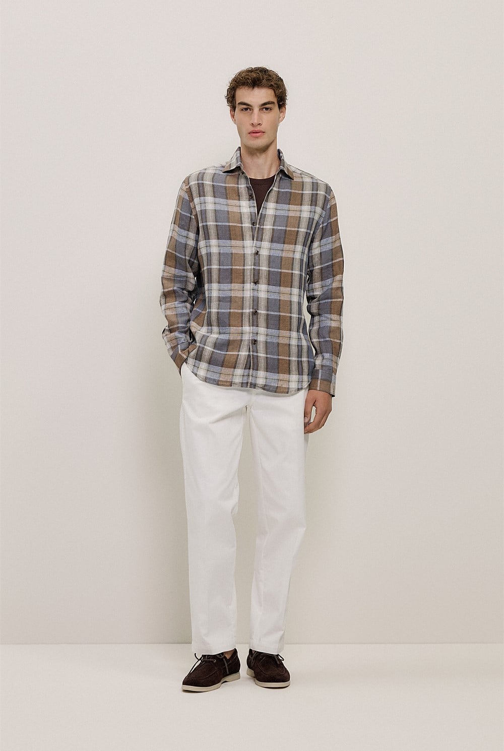Tailored Fit Delave Linen Check Shirt