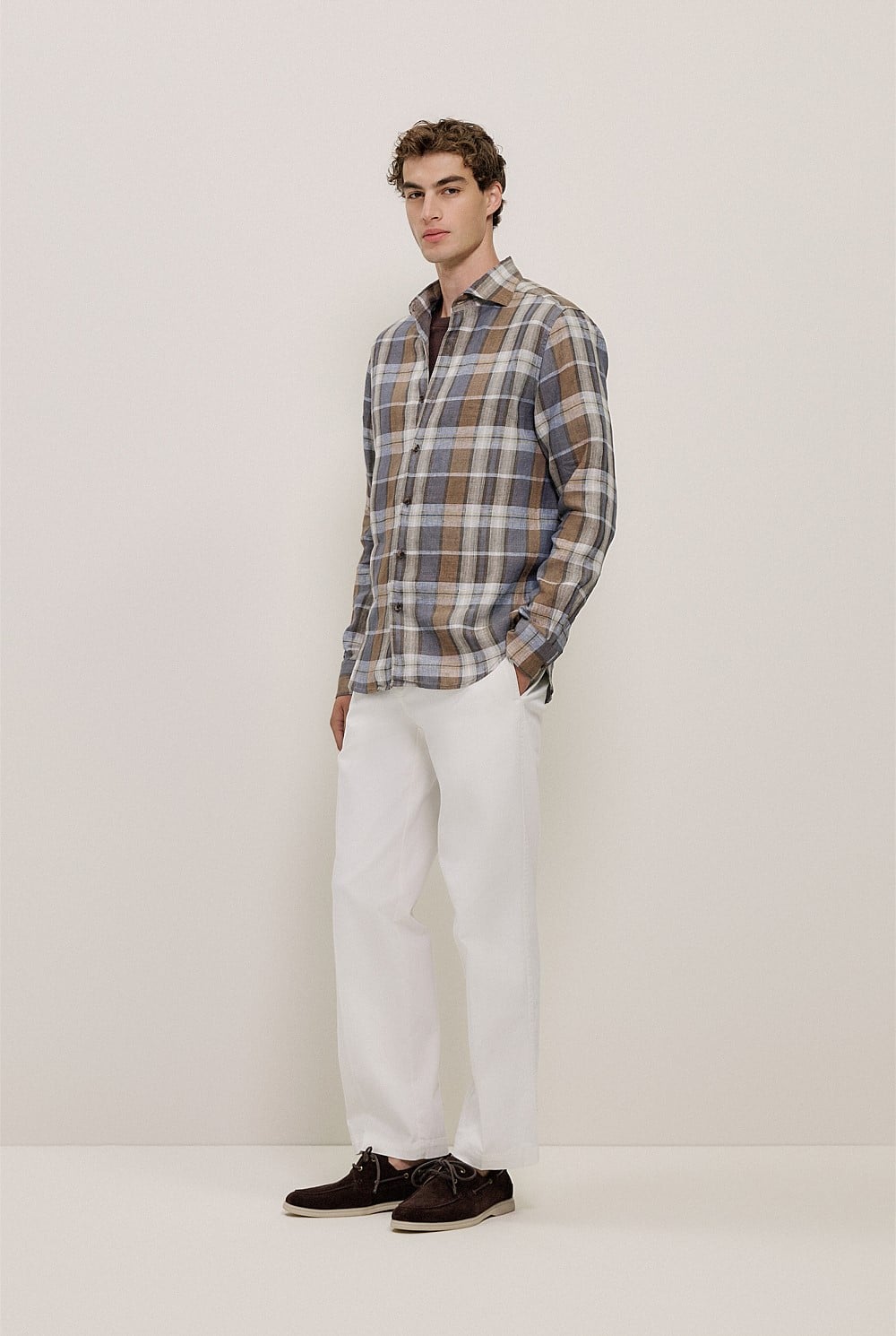 Tailored Fit Delave Linen Check Shirt