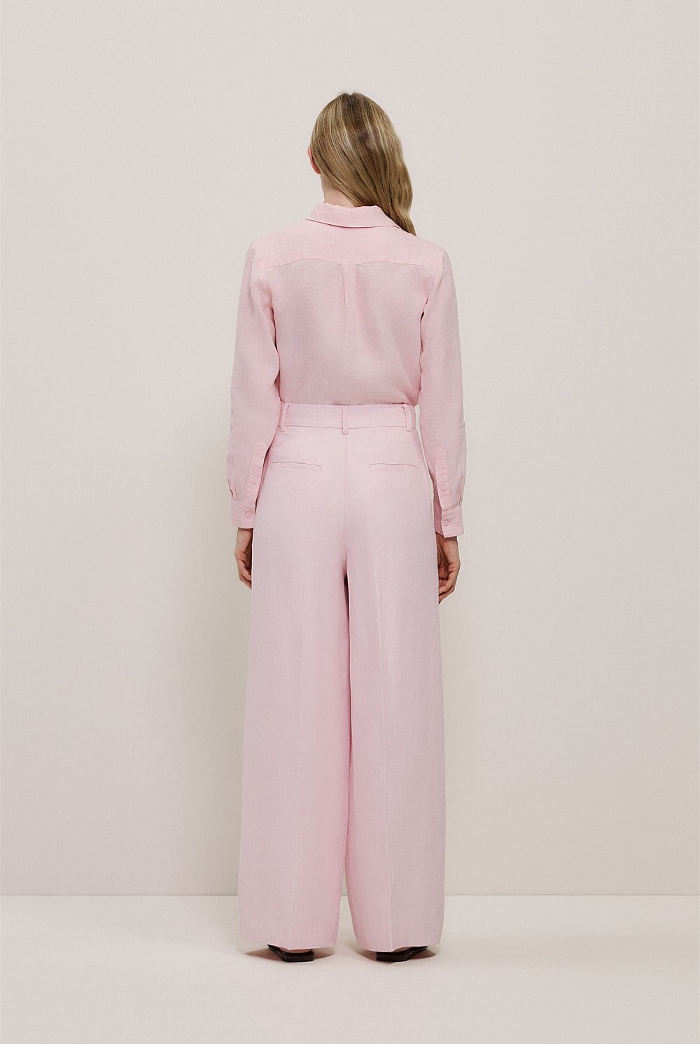 Linen Herringbone Pleat Front Pant