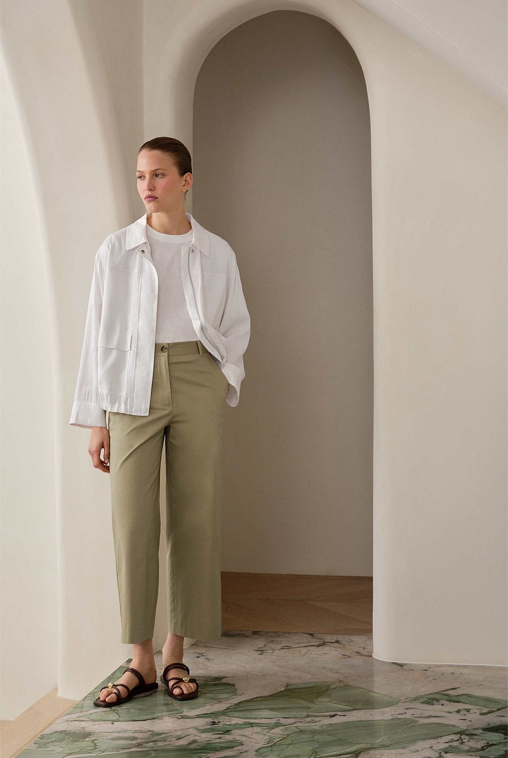 Cropped Wide Leg Chino Pant