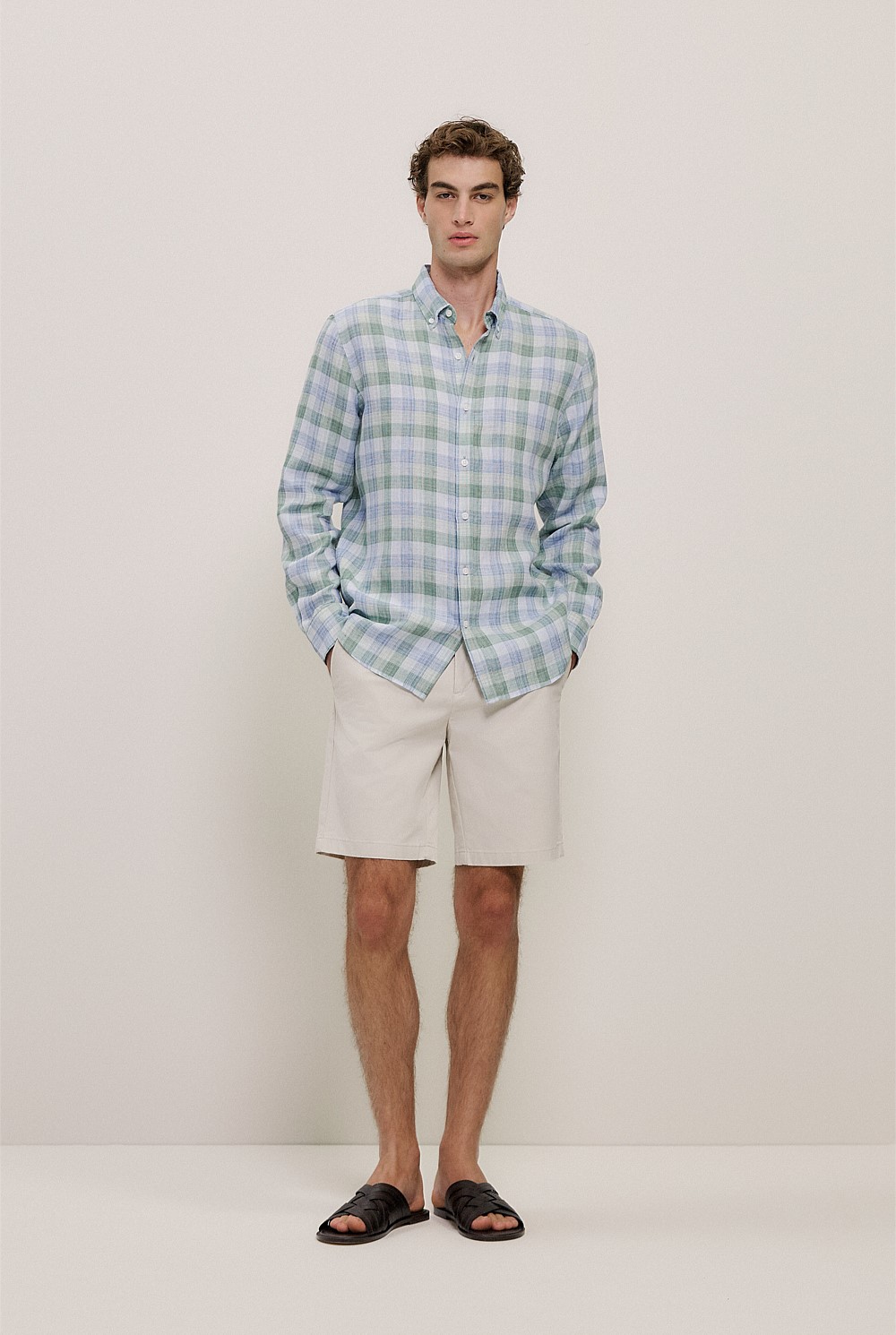 Regular Fit Yarn Dyed Linen Check Shirt
