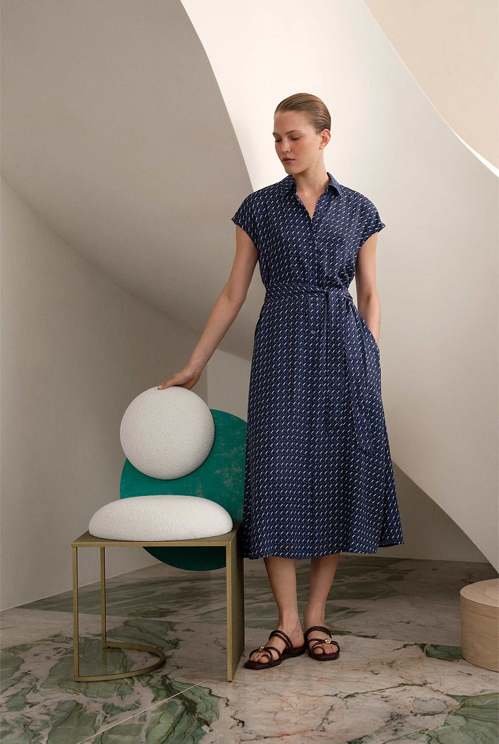 Cavelle Cap Sleeve Shirt Dress