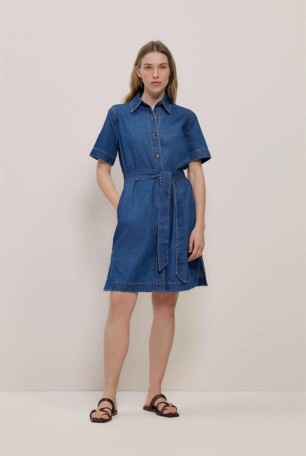 Denim Belted Shirt Dress