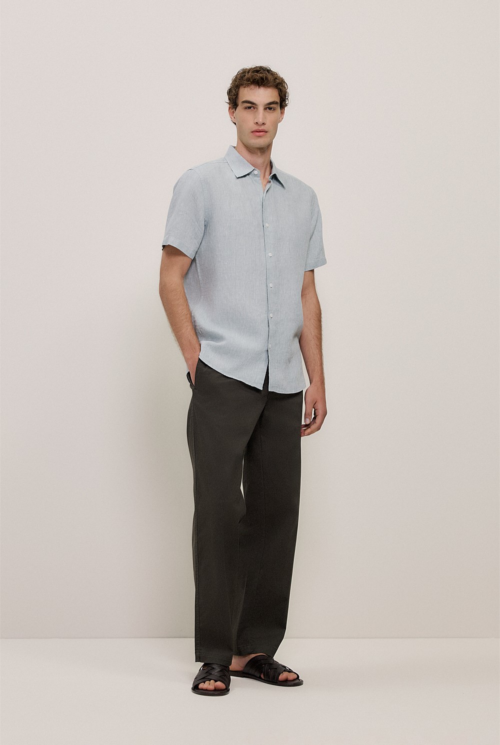 Yarn Dyed Linen Short Sleeve Shirt