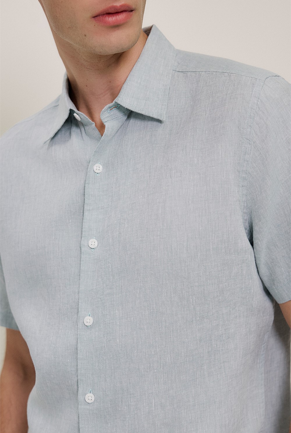 Yarn Dyed Linen Short Sleeve Shirt
