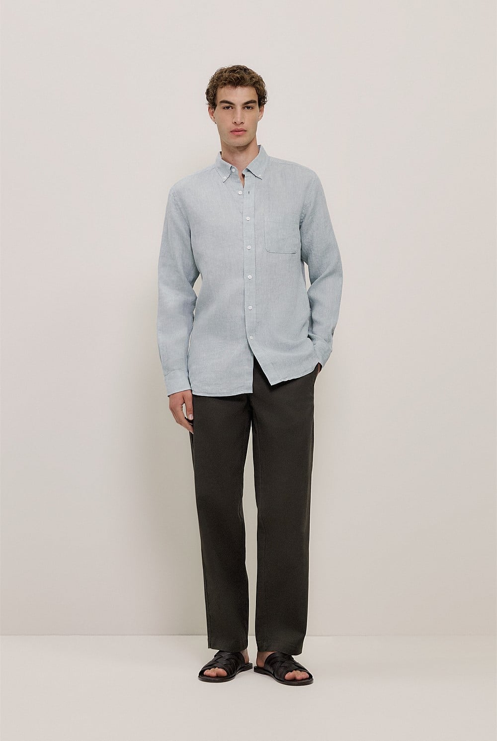 Regular Fit Yarn Dyed Linen Shirt