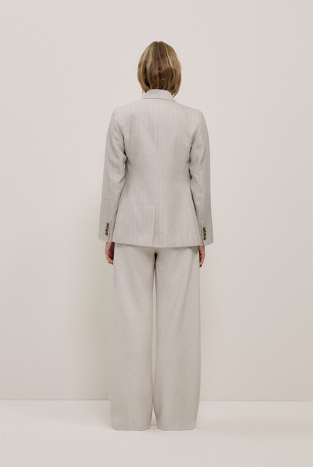 Linen Stripe Double Breasted Blazer