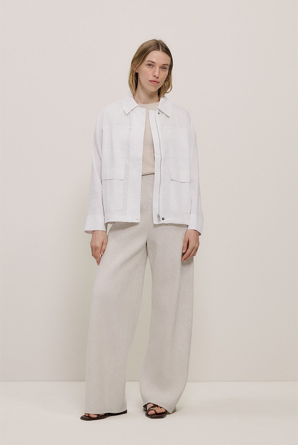 Linen Blend Panel Detail Jacket