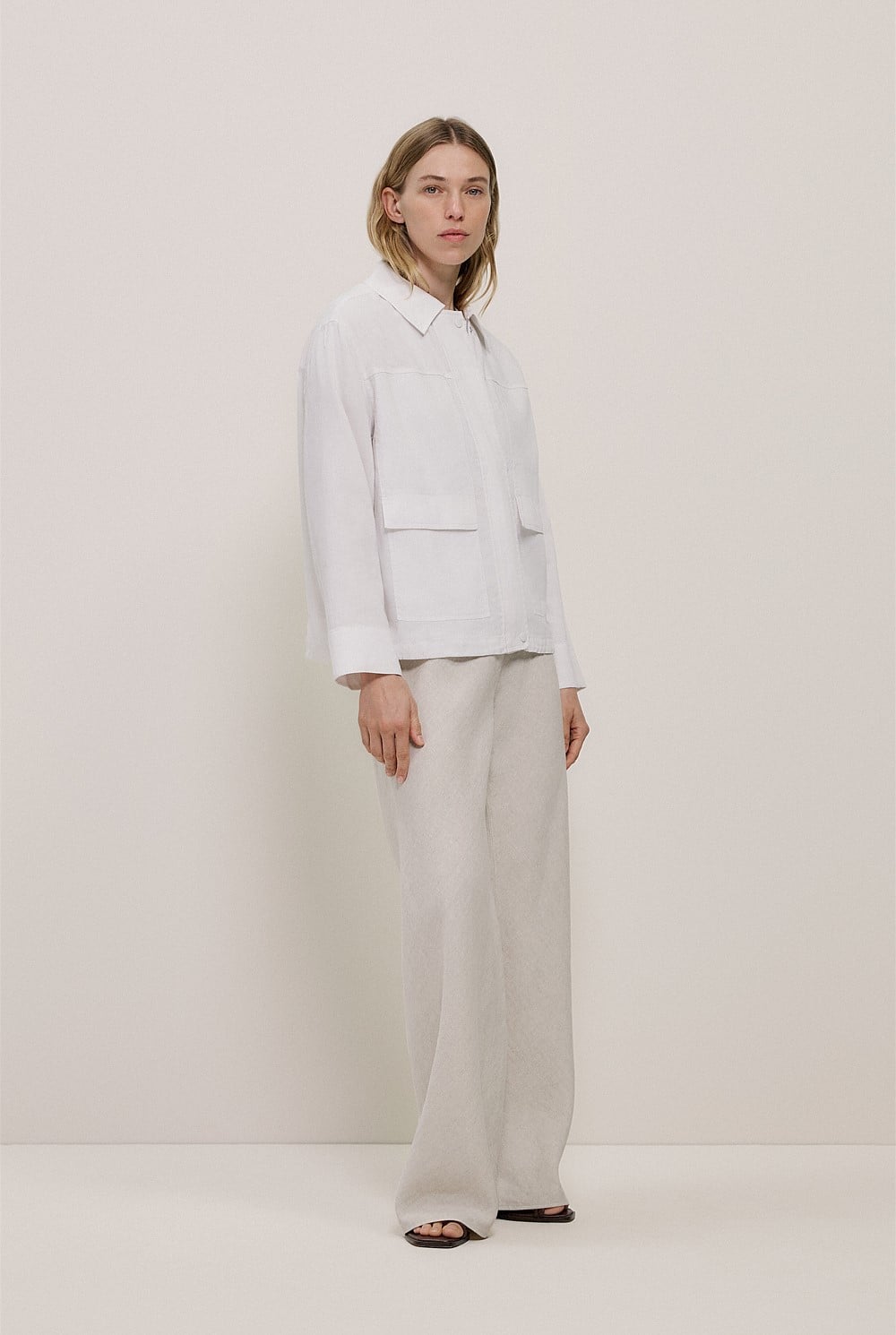 Linen Blend Panel Detail Jacket