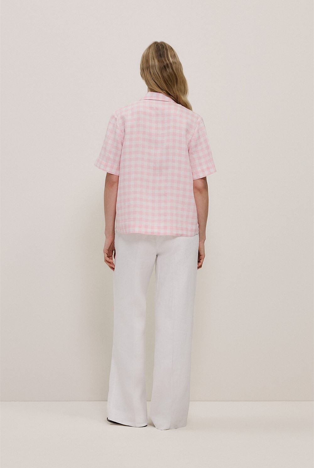 Gingham Linen Short Sleeve Shirt