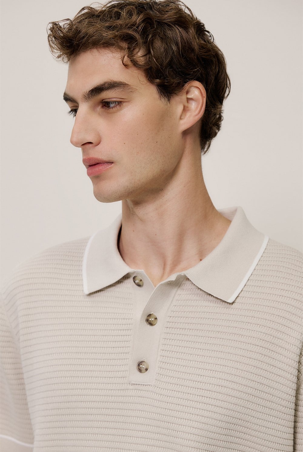 Textured Cotton Tipped Knit Polo