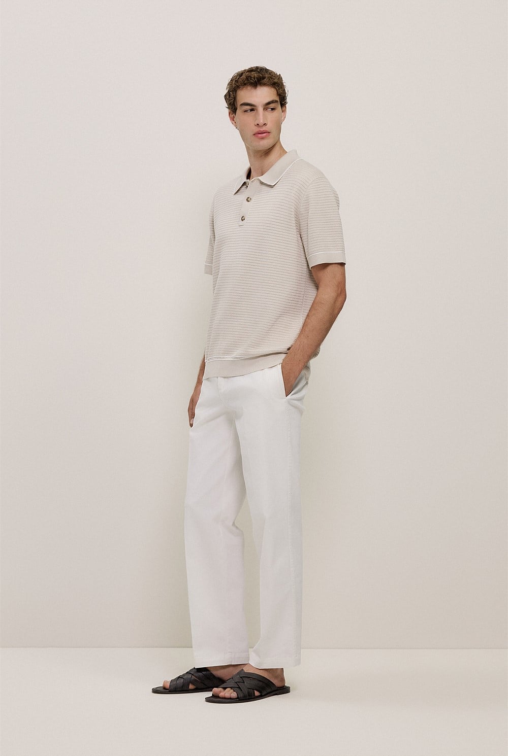 Textured Cotton Tipped Knit Polo