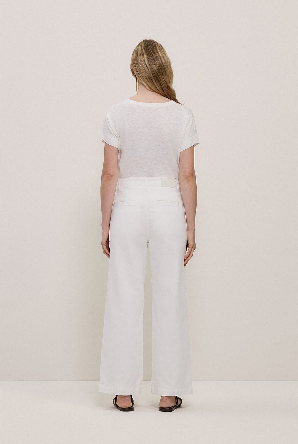 Australian Cotton Blend Denim High Rise Tailored Pant