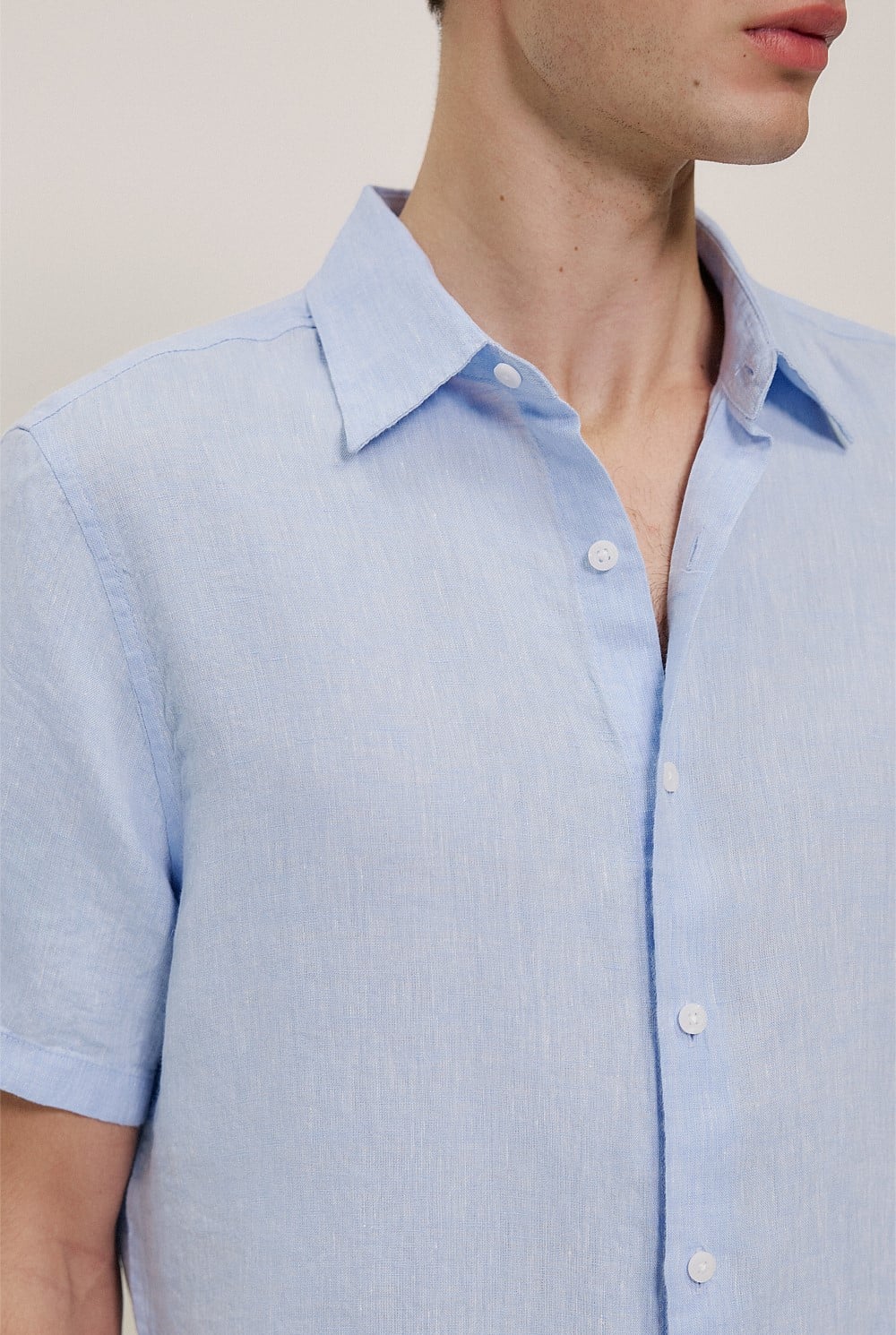 Regular Fit Delave Linen Short Sleeve Shirt