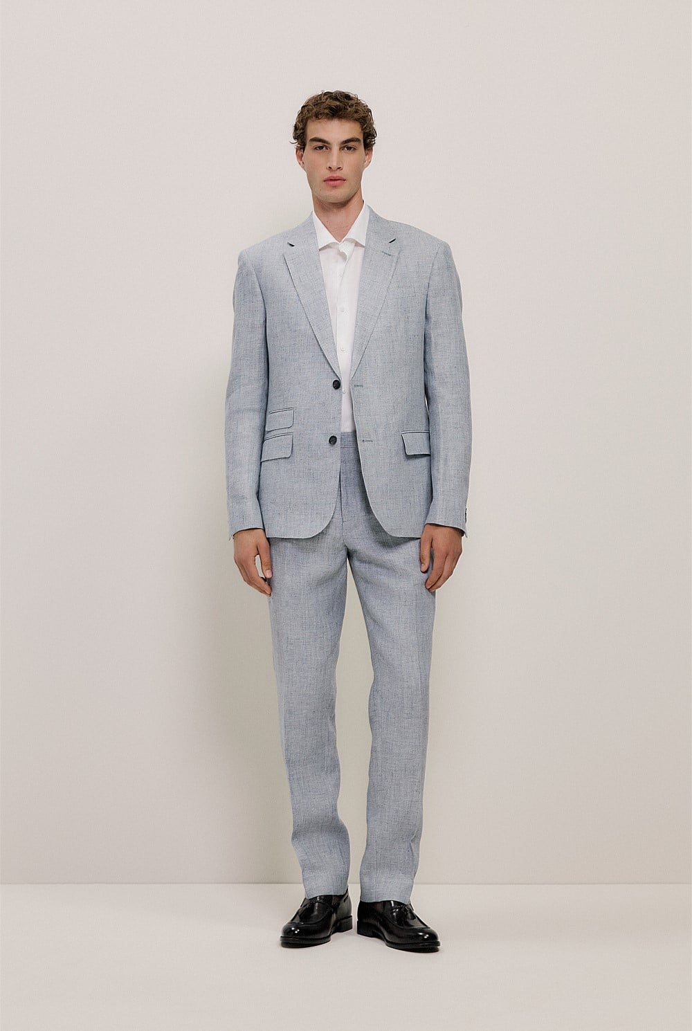 Textured Linen Straight Leg Trouser