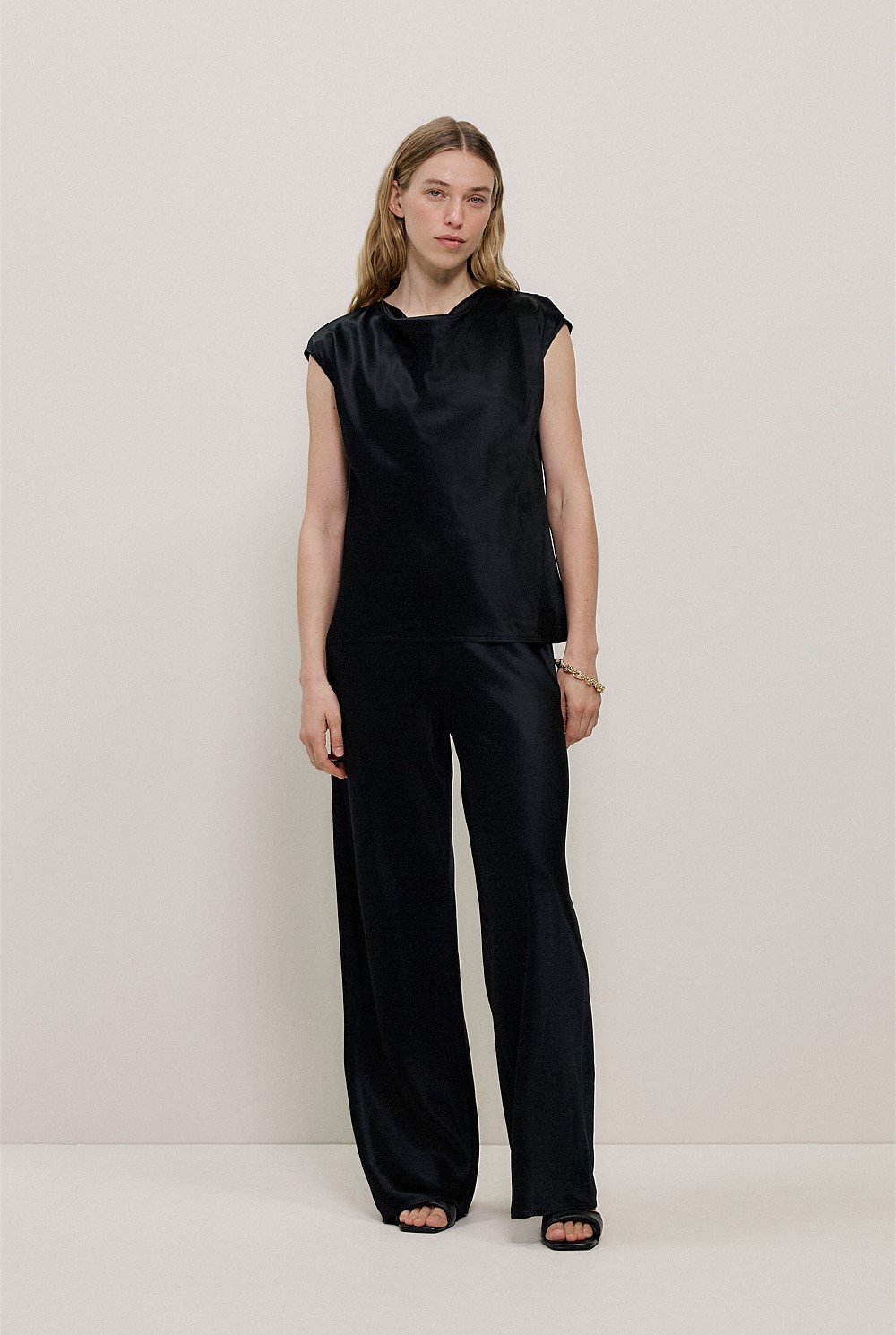 Satin Cowl Neck Blouse