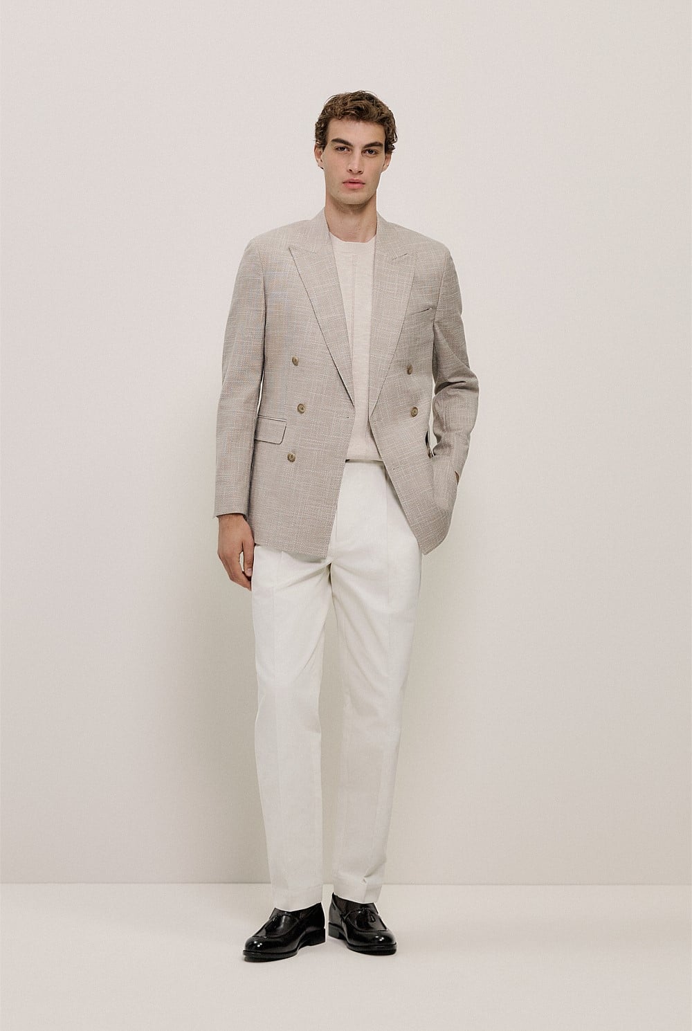 Cotton Blend Pleat Front Pant