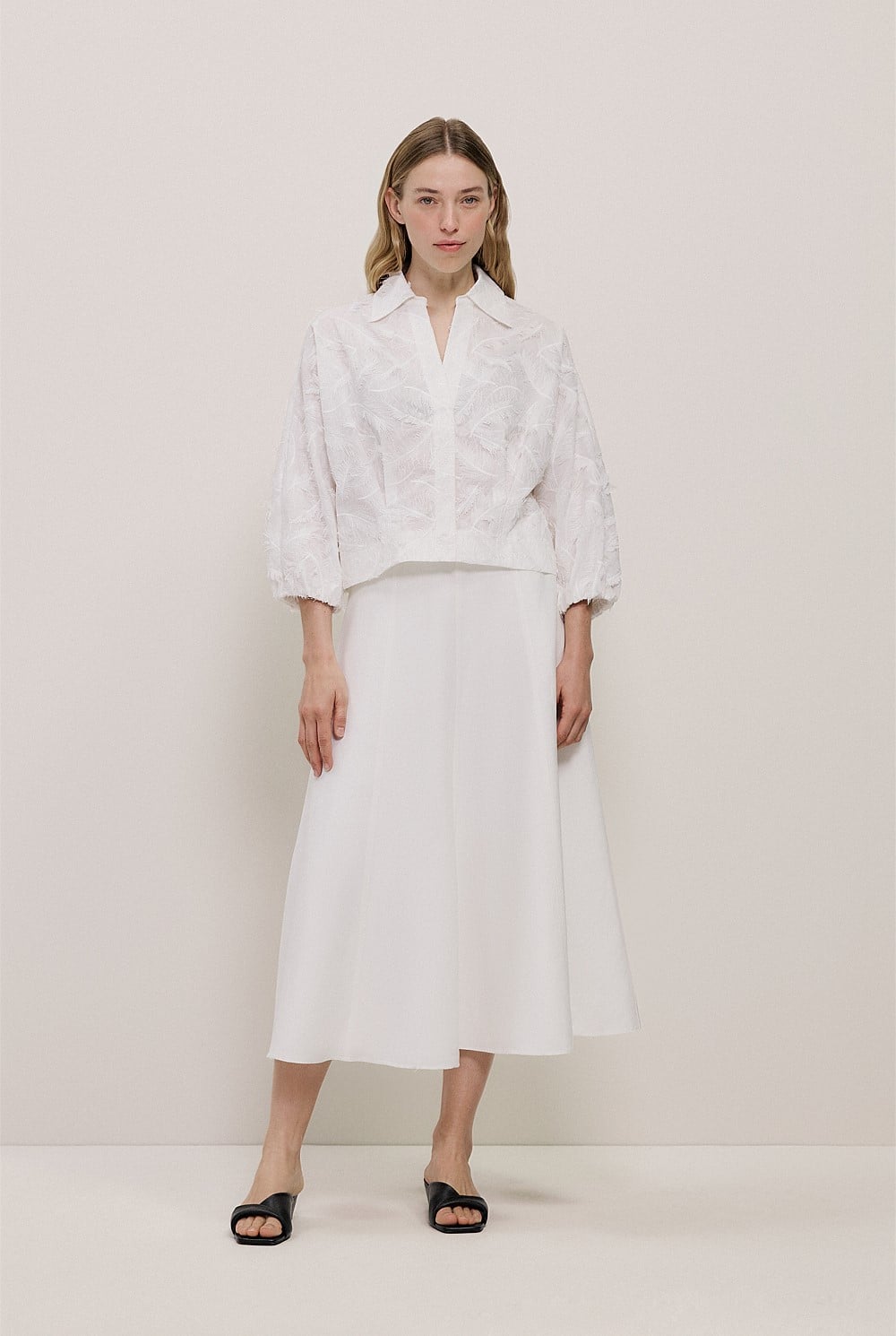Embroidered Feather Detail Shirt