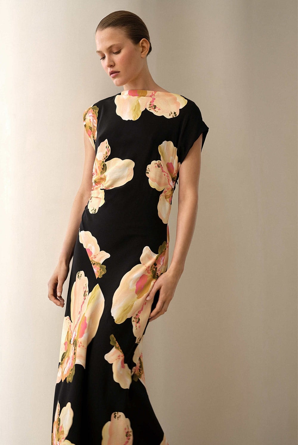 Caelia Draped Bias Dress