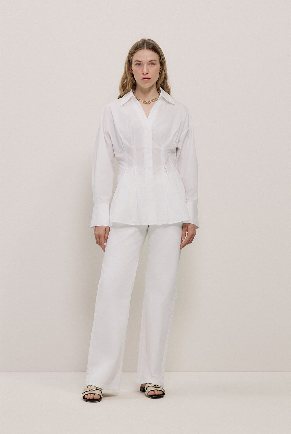 Poplin Cinched Waist Shirt