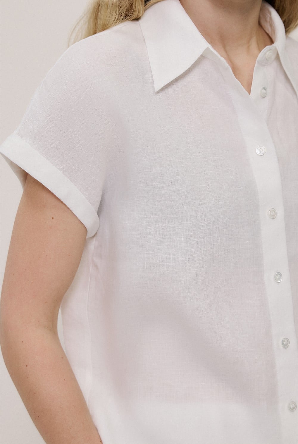 Linen Cap Sleeve Shirt