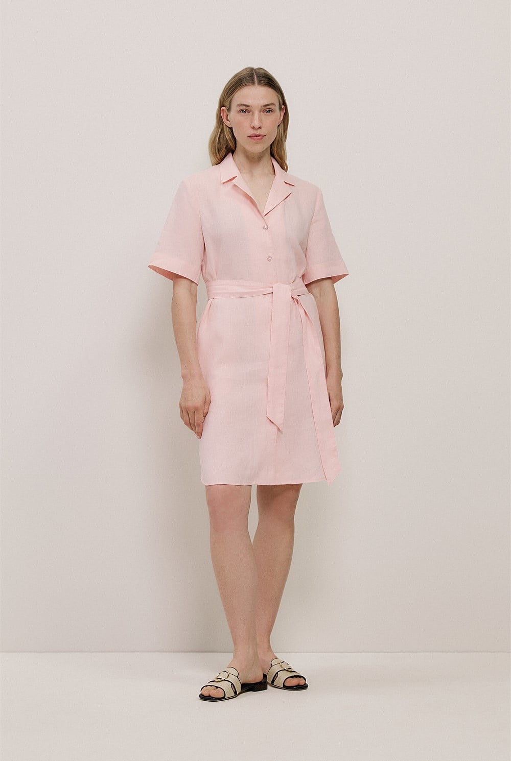 Linen Belted Shirt Dress