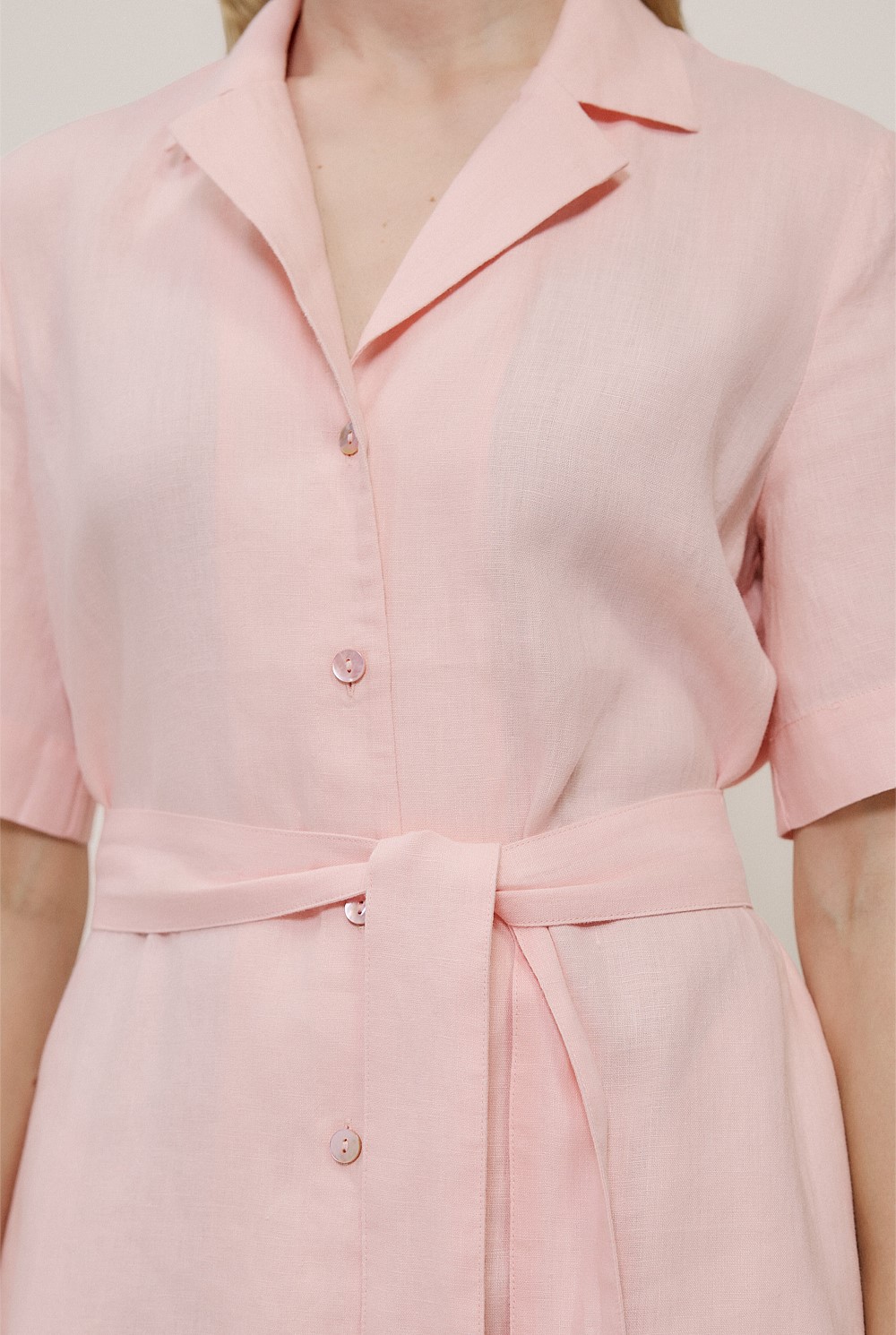 Linen Belted Shirt Dress