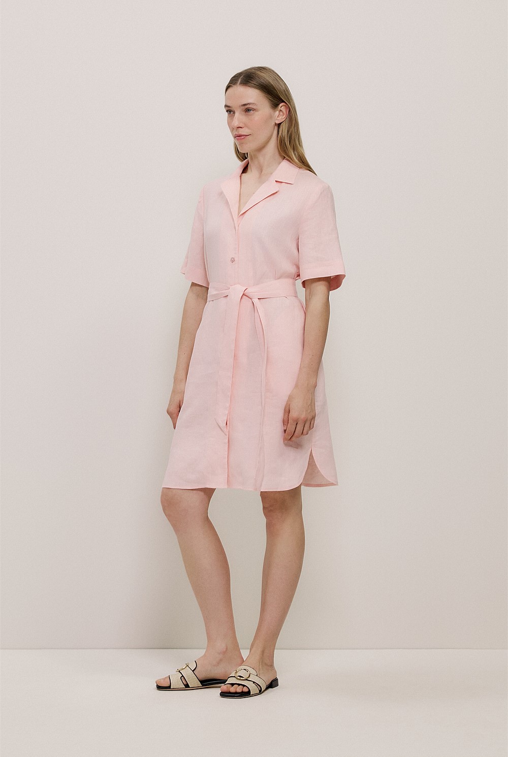 Linen Belted Shirt Dress