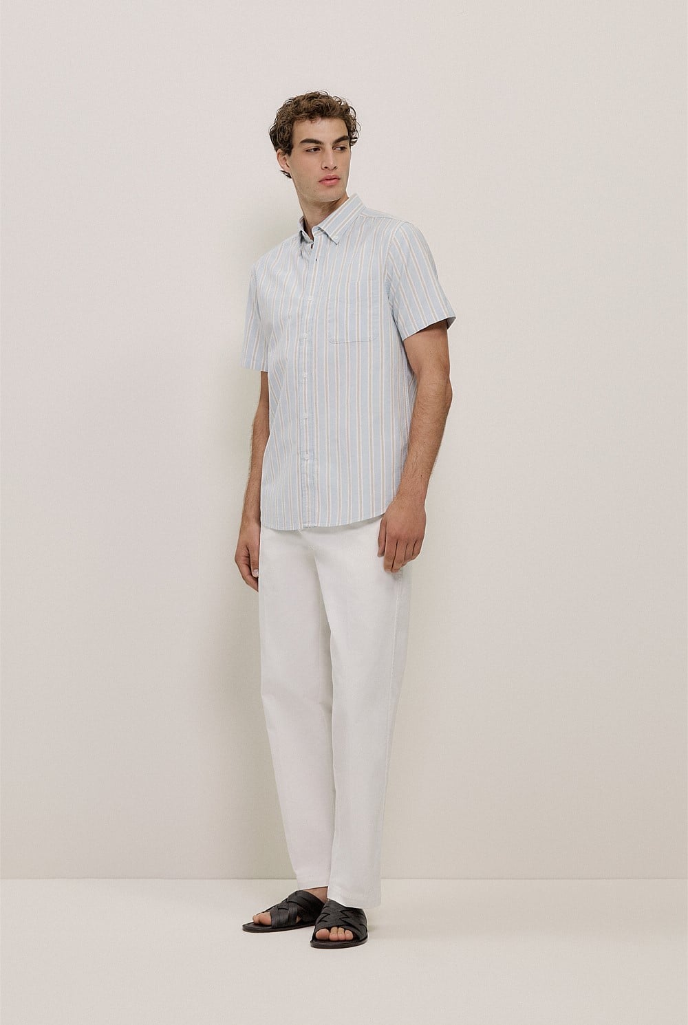 Oxford Stripe Short Sleeve Shirt