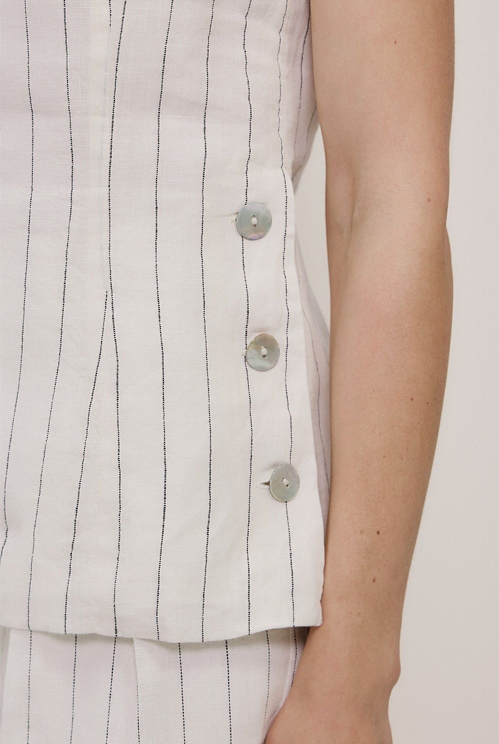 Linen Pinstripe Sleeveless Top