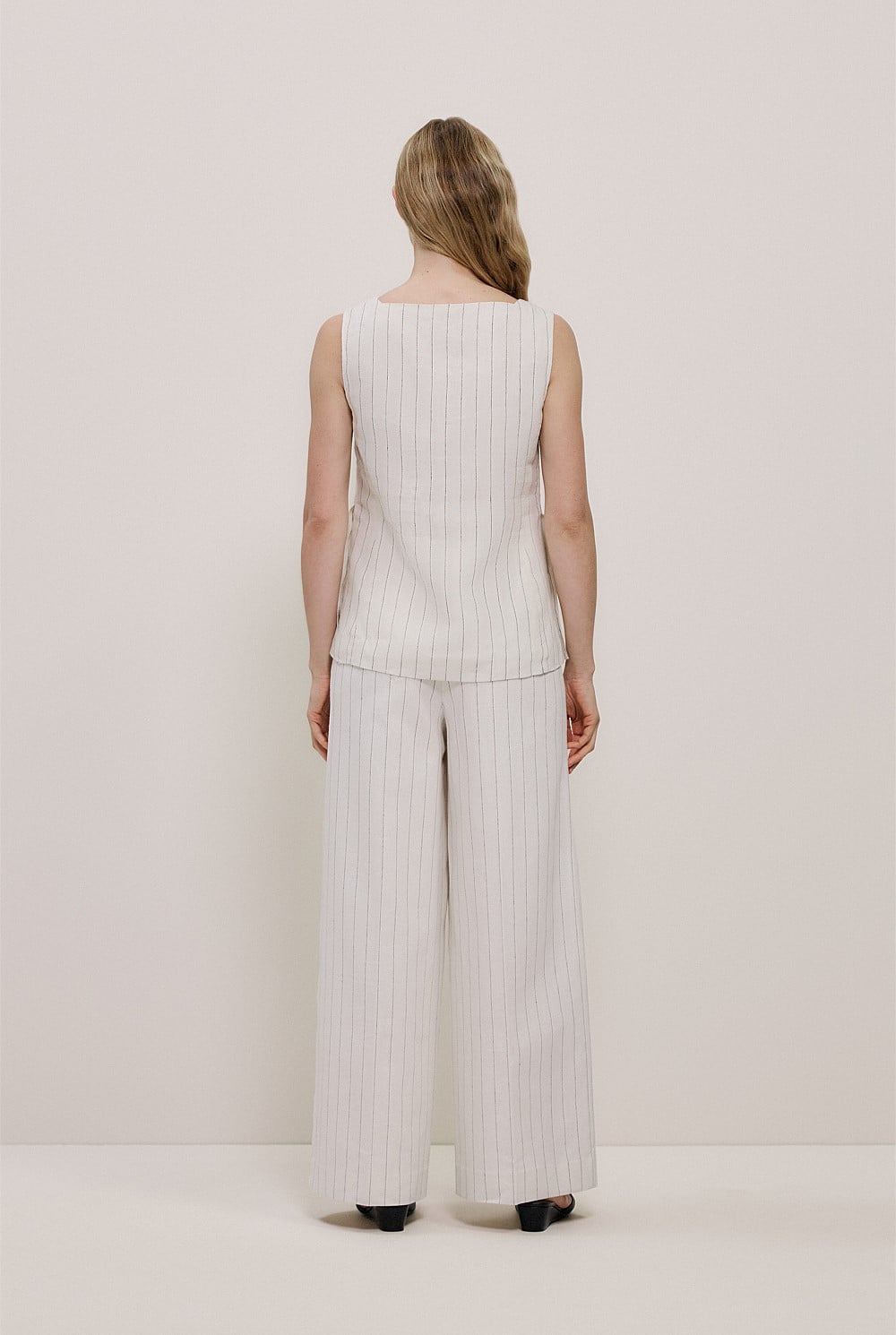 Linen Pinstripe Sleeveless Top
