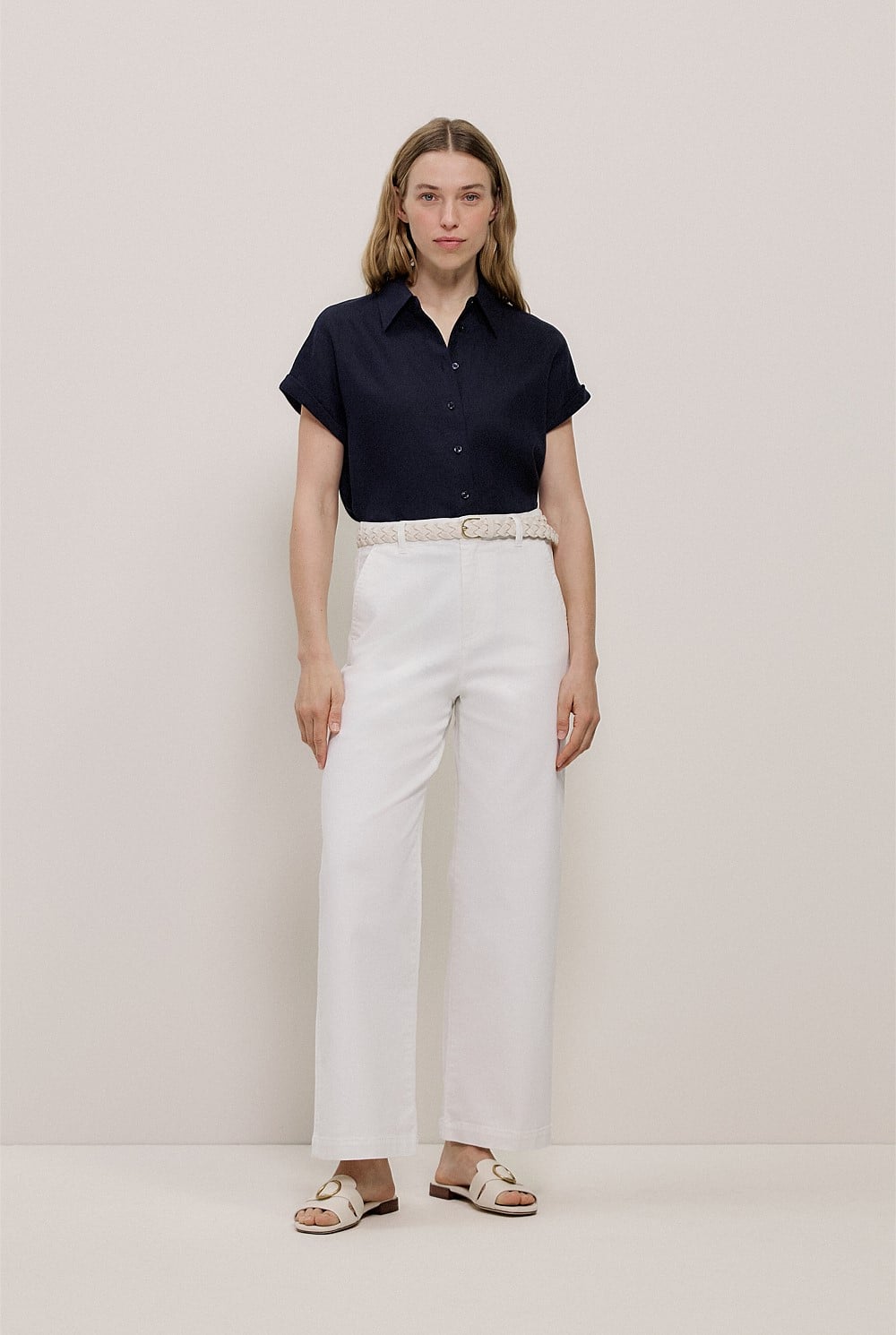 Linen Cap Sleeve Shirt