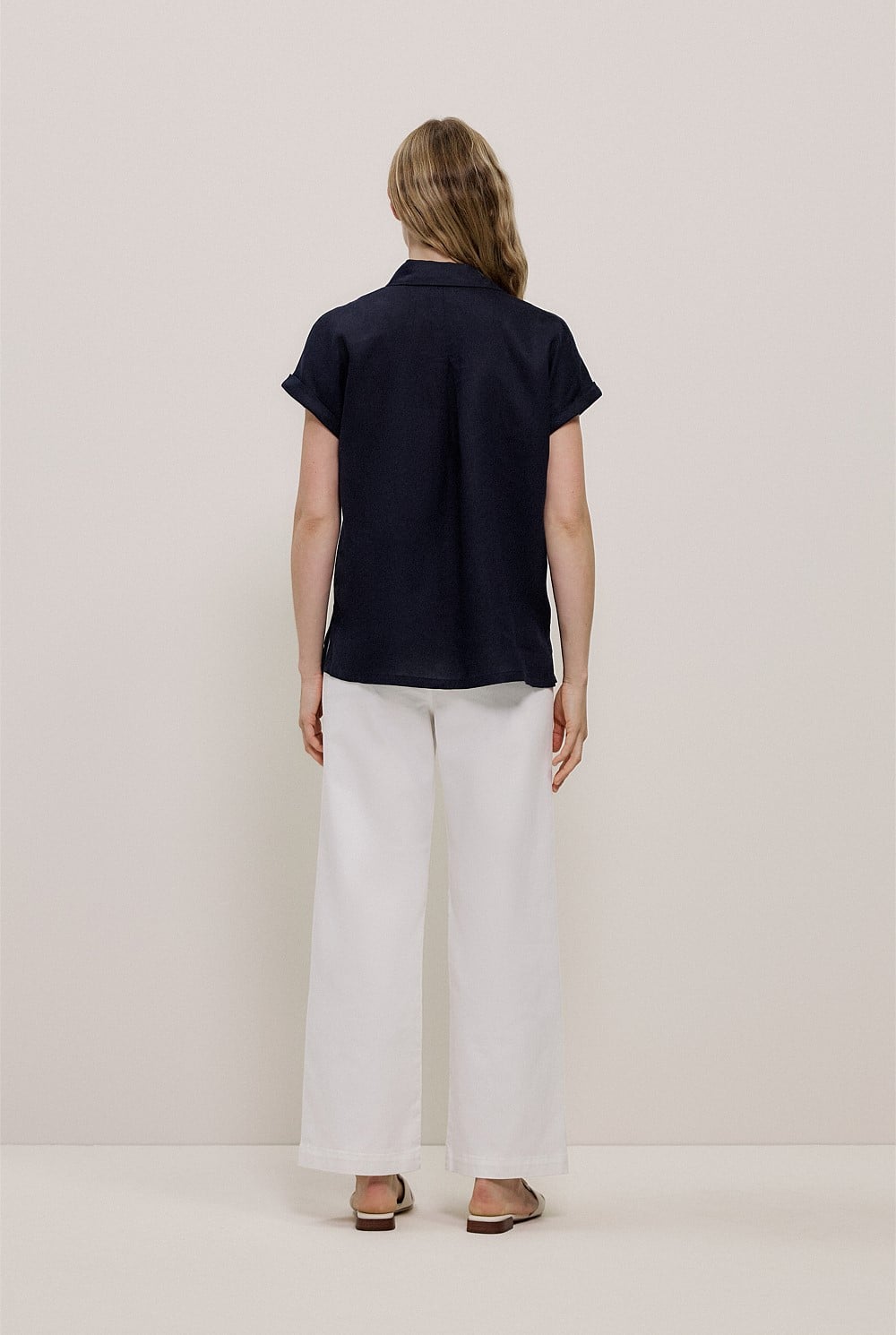 Linen Cap Sleeve Shirt