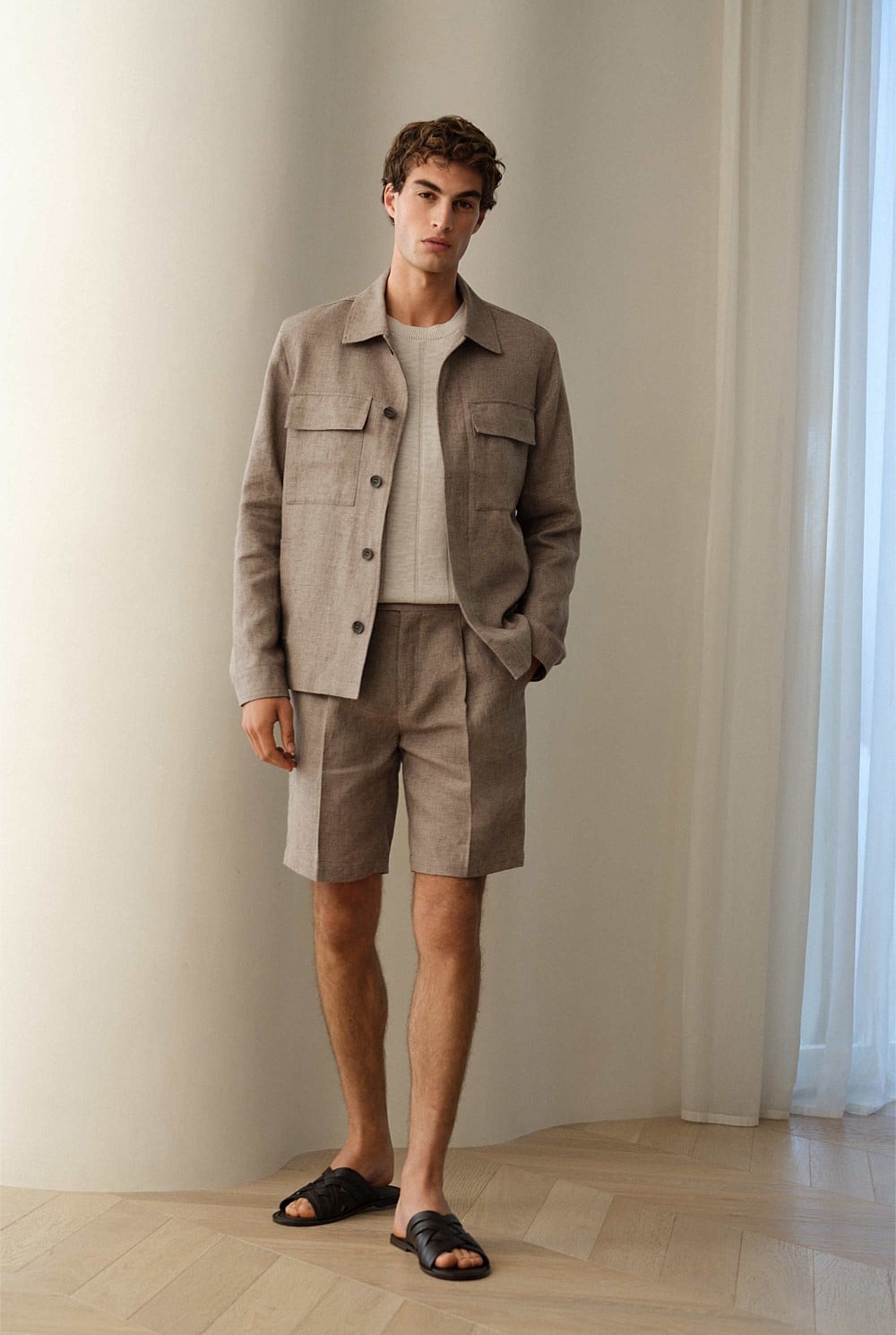 Yarn Dyed Linen Twin Pocket Jacket