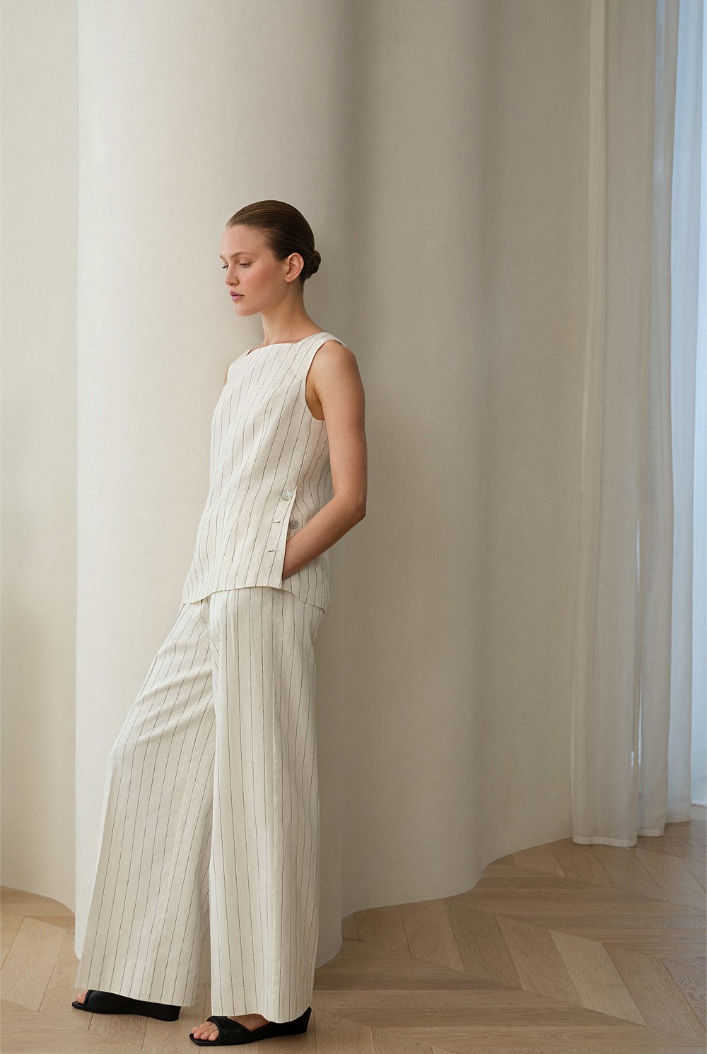 Linen Cotton Pinstripe Pant
