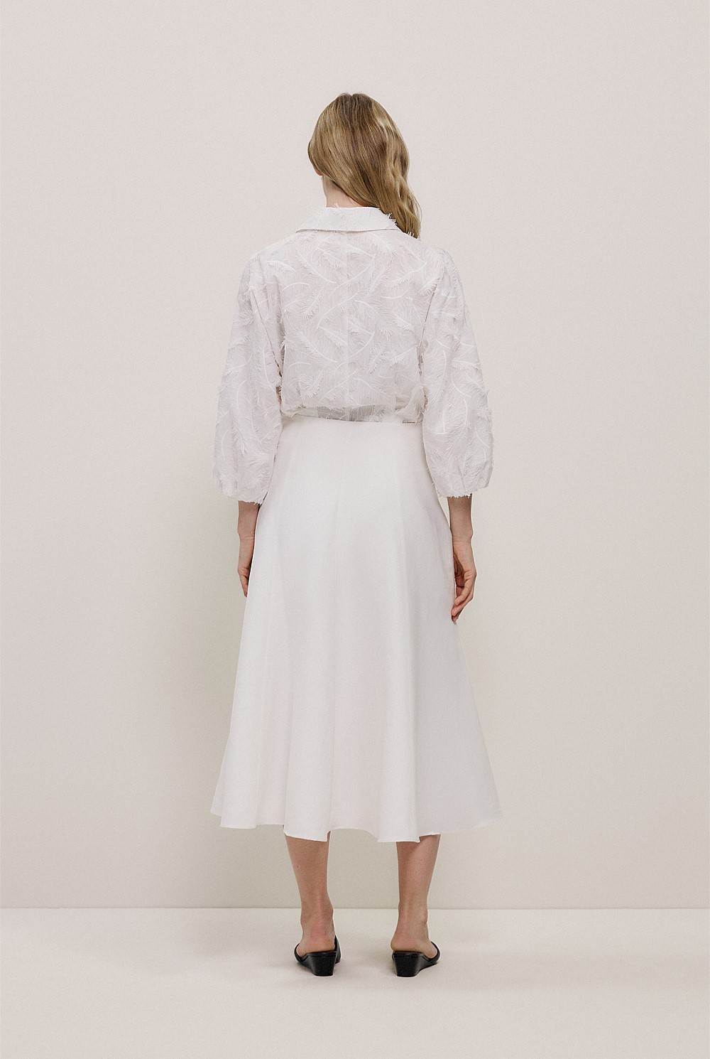 Textured Flare Midi Skirt