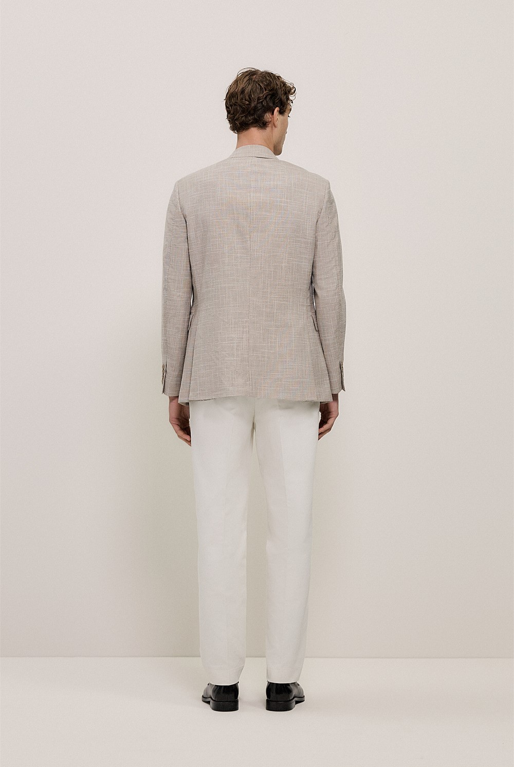 Textured Wool Blend Double Breasted Blazer