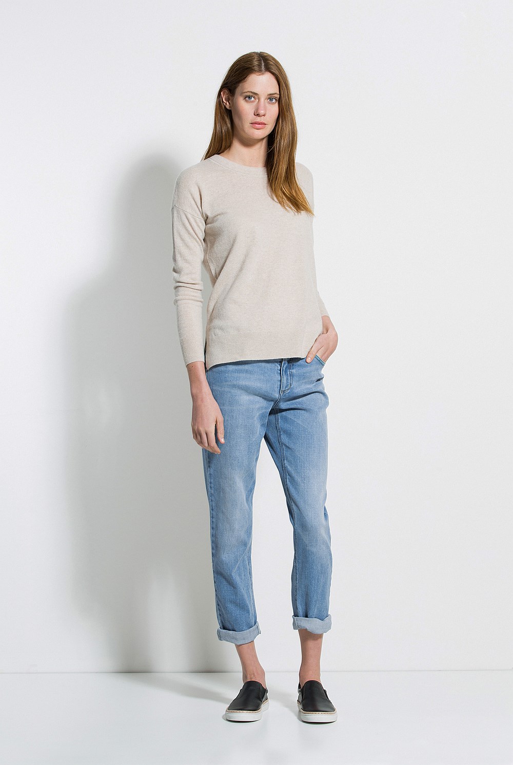 Step Hem Merino Cashmere Pullover