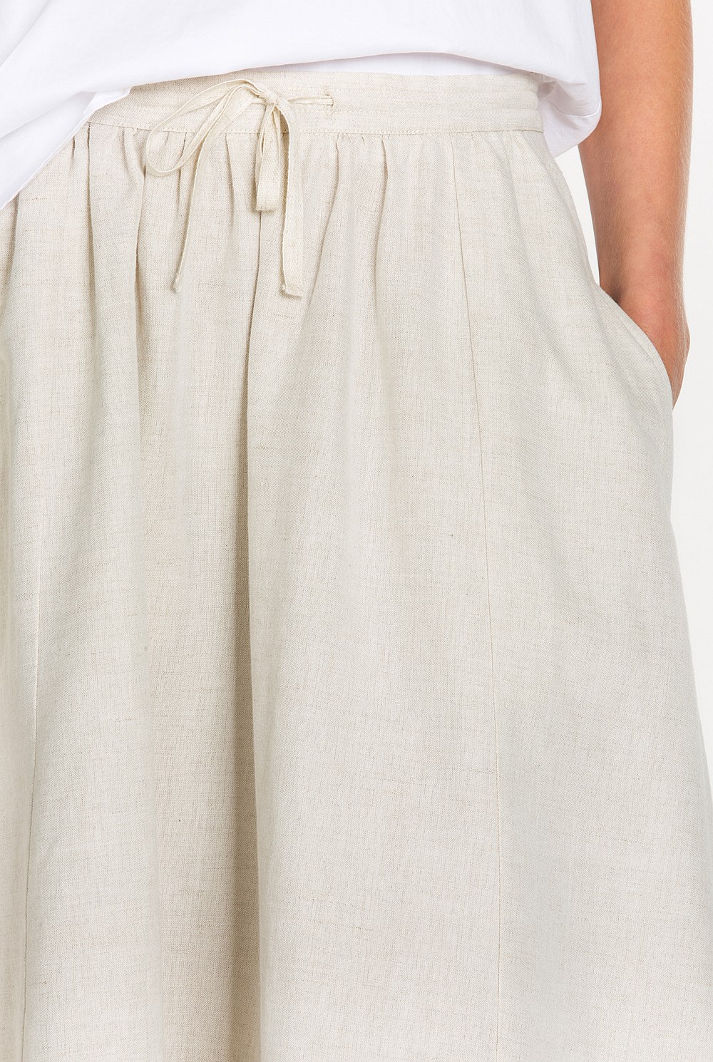Gathered Flax Linen Cotton Skirt