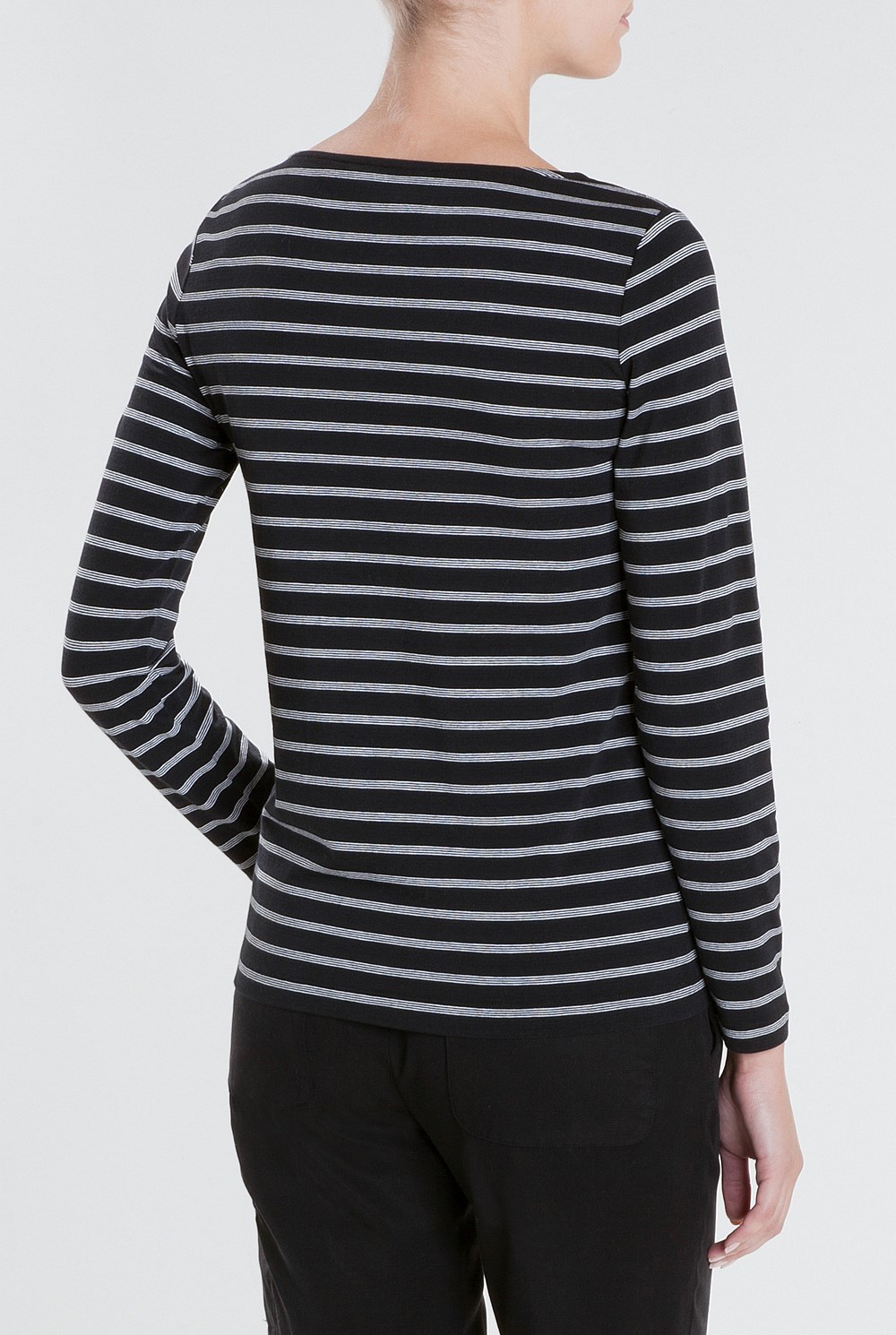 Long Sleeved Fine Striped T-Shirt