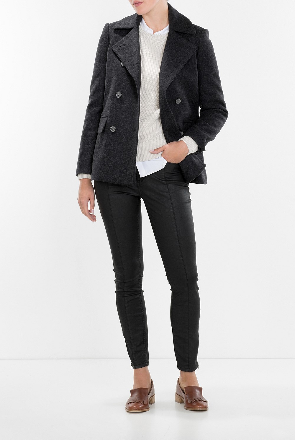 Wool Twill Pea Coat
